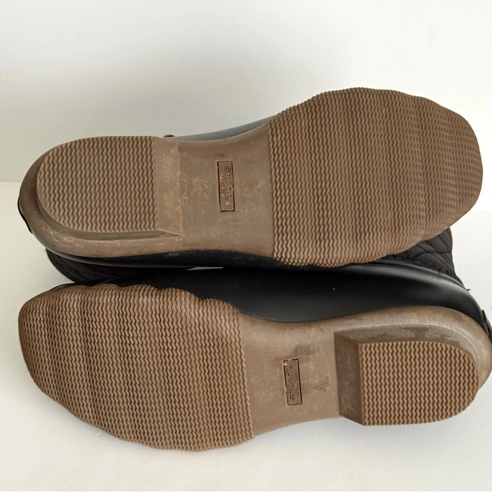 Sperry Women's Saltwater Quilted Duck Boots Shoes Black Water Resistant Size 9 M